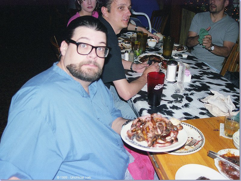 Jeff 'Yetti' Gish and Dale Dudley at The County Line on the Lake BBQ Restaurant, Austin, Texas