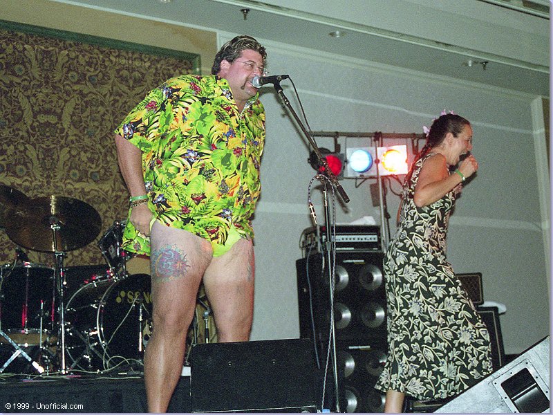 KLBJ-FM's Jeff 'Yetti' Gish and Peggy Simmons on stage at the Westin Maui Hotel, Ka'anapali, Maui