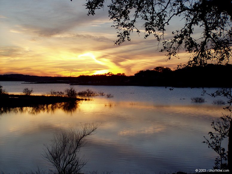 Sunset at Cypress Creek Park on Lake Travis, northwest Travis County, Texas