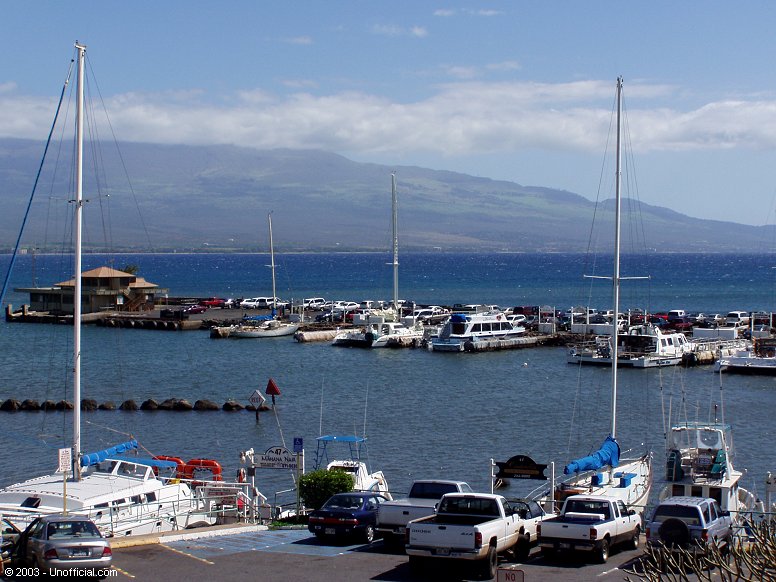 Lahaina Harbor, Lahaina Town, Maui and the island of Lanai, Hawai'i