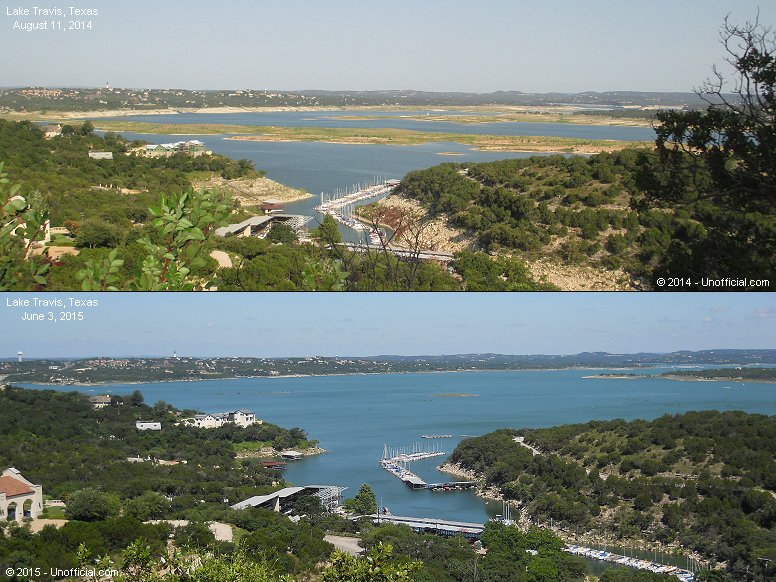 Lake Travis, Texas 8/11/2014 and 6/3/2015