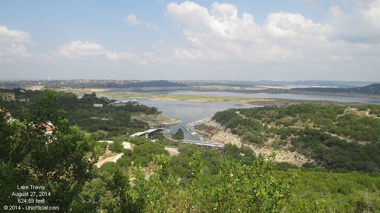 Lake Travis, Texas - August 27, 2014 - 624.51 feet